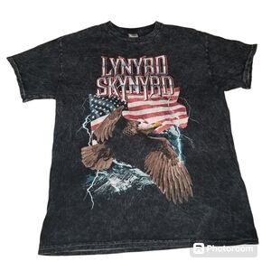 Lynyrd Skynard Mens Shirt Medium Black Tie Dye Eagle USA Rock Band